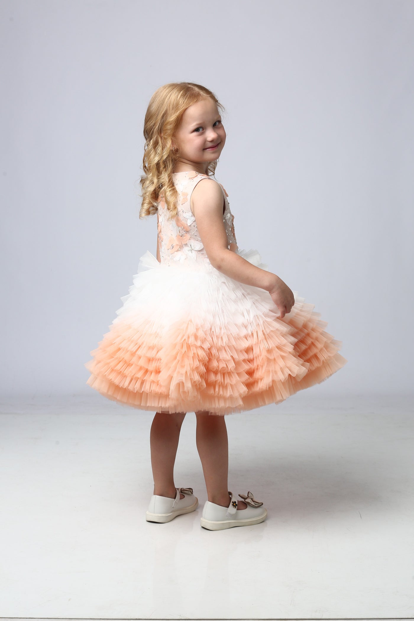 "BUTTERFLY" DRESS IN PEACH COLOR