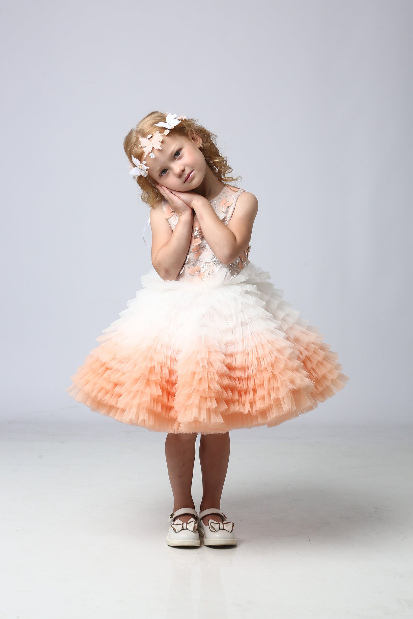 "BUTTERFLY" DRESS IN PEACH COLOR