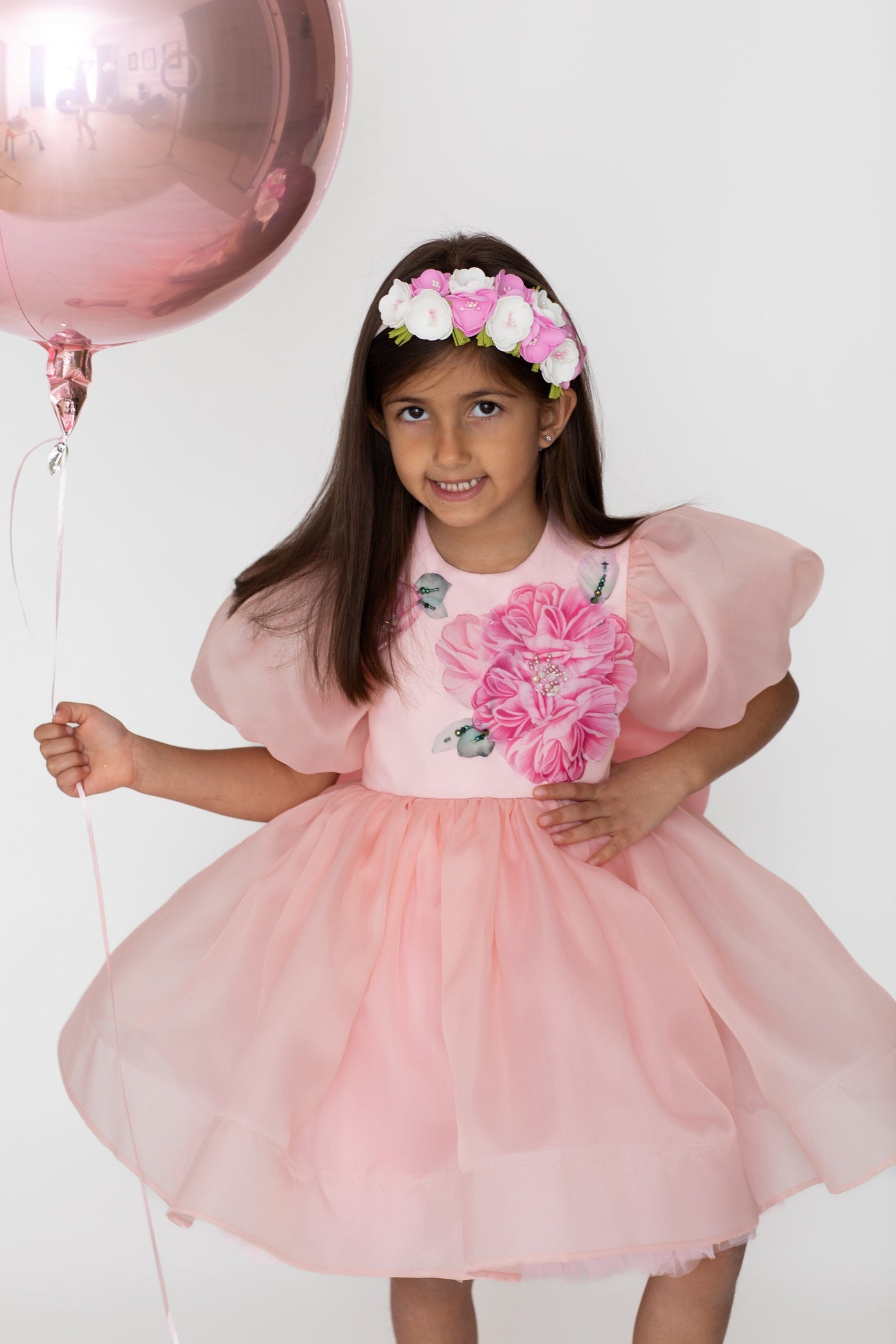 Pink organza dress for party